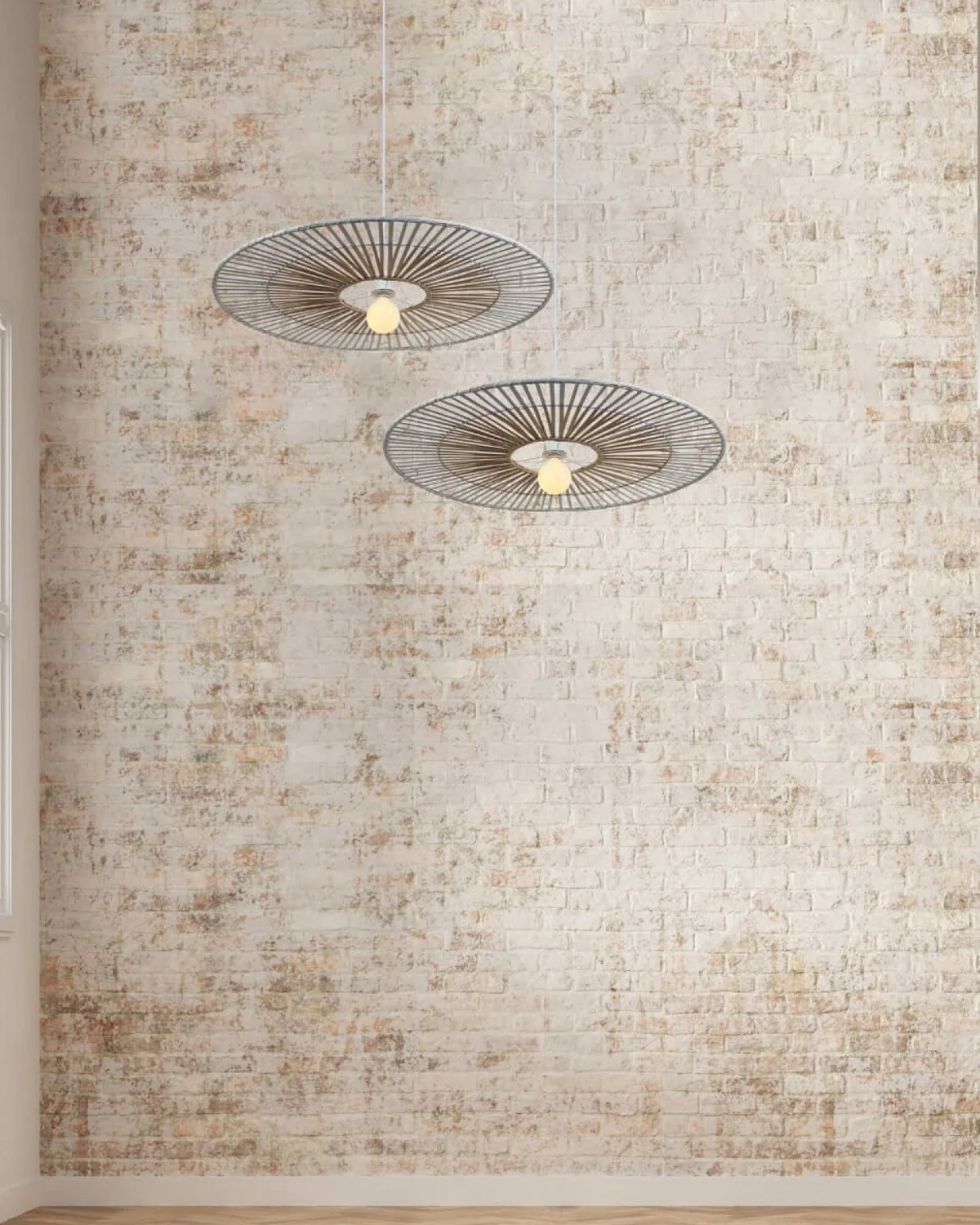Natural Bamboo Pendant Light - White